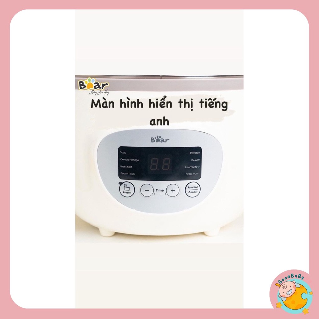 Nồi nấu cháo chậm Bear, nồi nấu cháo ninh hầm cách thủy đa năng cho bé ĂN DẶM Bear 1,6 lít Goodbabyvn