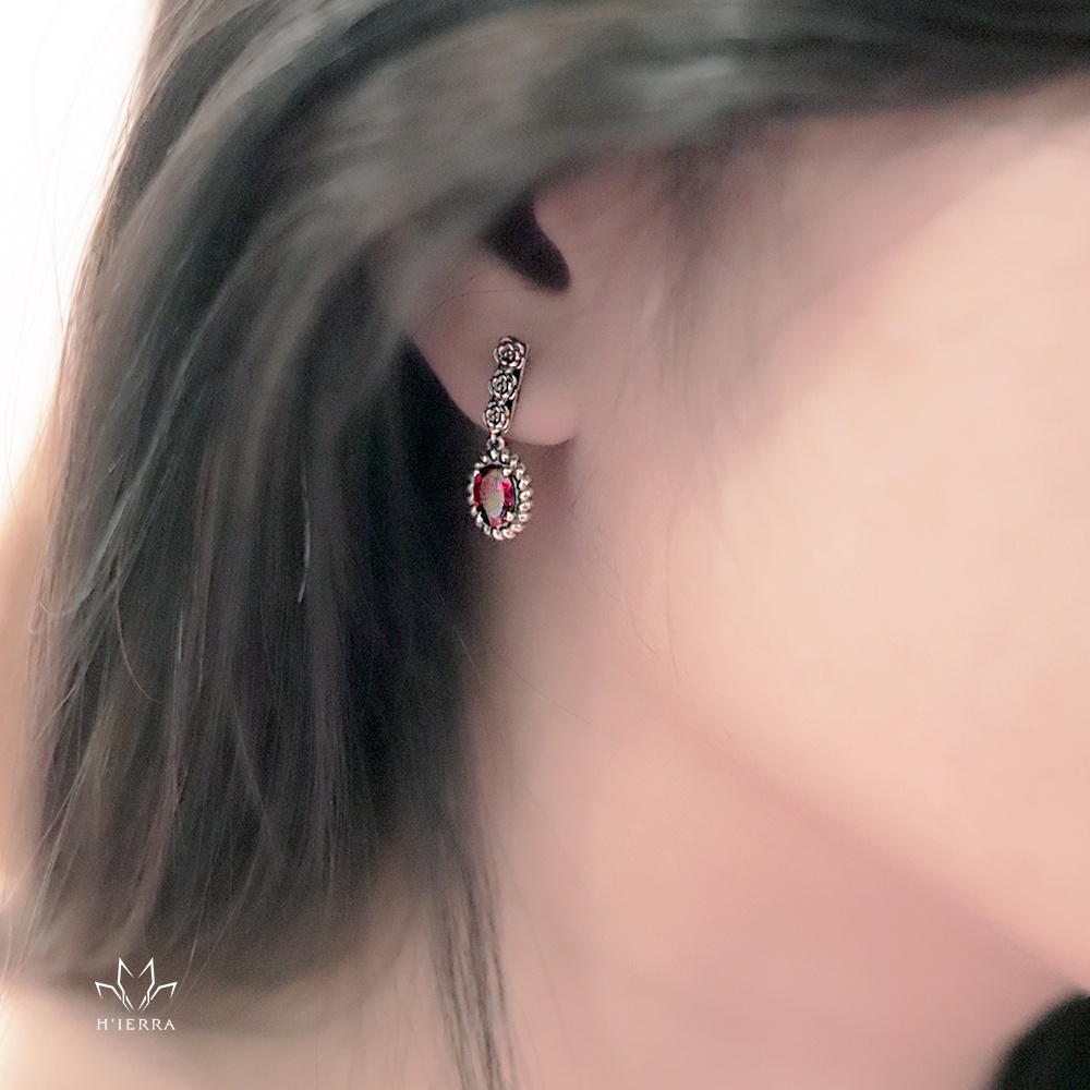 Bông tai bạc nữ H'ierra Princess Earrings 5 loại đá | Queen & Princess Concept