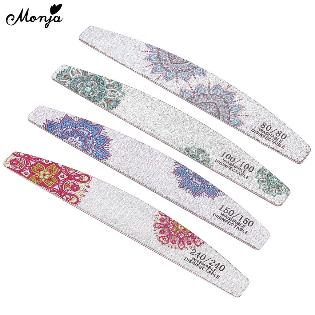 Dụng cụ mài giũa móng Monja thiết kế hai mặt 80/100/150/240 grit tiện lợi