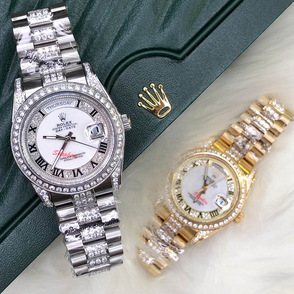Đồng Hồ Nam RL GOLD DAY-DATE Full Đá Máy Cơ Automatic Nhật Size 38 Chống Nước 5ATM