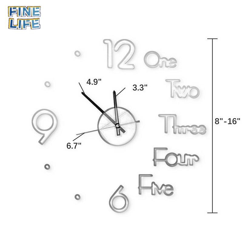 (12.12) Đồng Hồ Dán Tường 3d Số Lớn