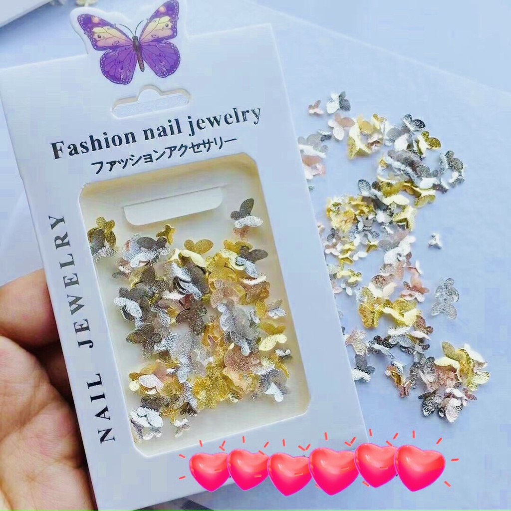 (Hàng mới về) Charm Cao Cấp-Charm bướm trang trí móng, set charm bướm nhiều màu sắc