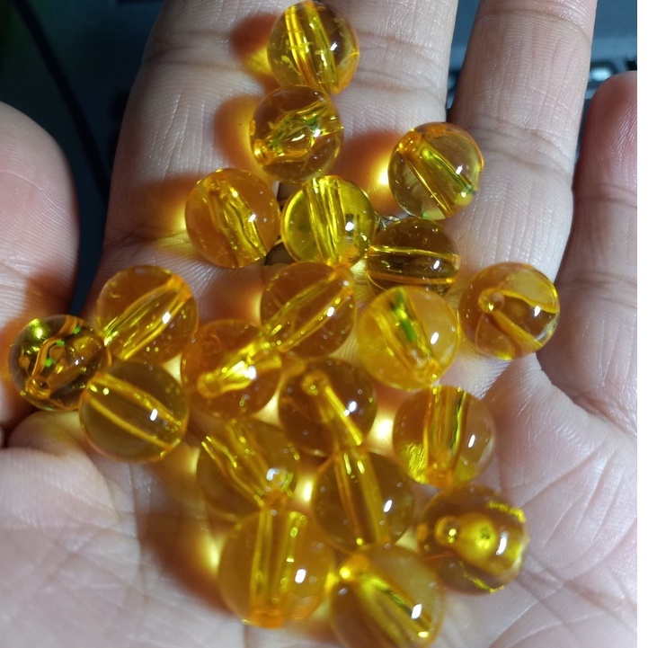 10/25/50gam hạt nhựa tròn màu vàng đậm 10mm