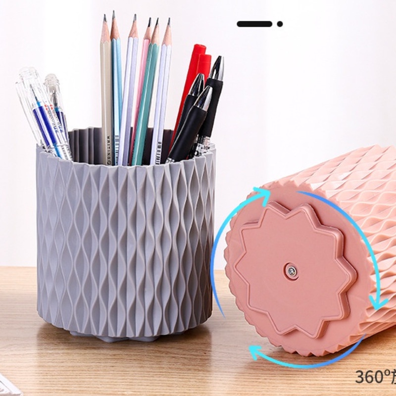 Trong Suốt Thùng Đựng Bút / Cọ Trang Điểm Để Bàn Xoay 360 Độ Tiện Dụng