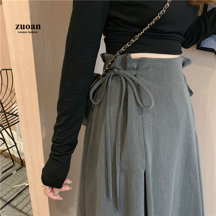 Váy lưng cao dáng rộng Hàn Quốc dành cho nữ Váy Midi buộc dài vừa phải