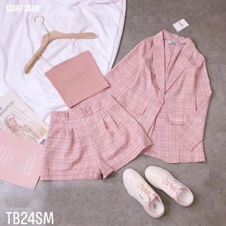 Set vest caro 3 món quần đùi