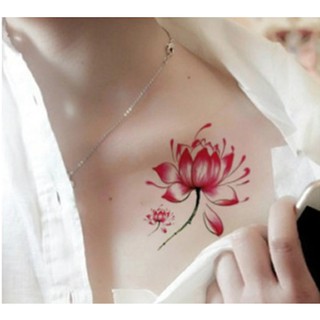 Hình xăm dán hoa chữ ký và hoa sen