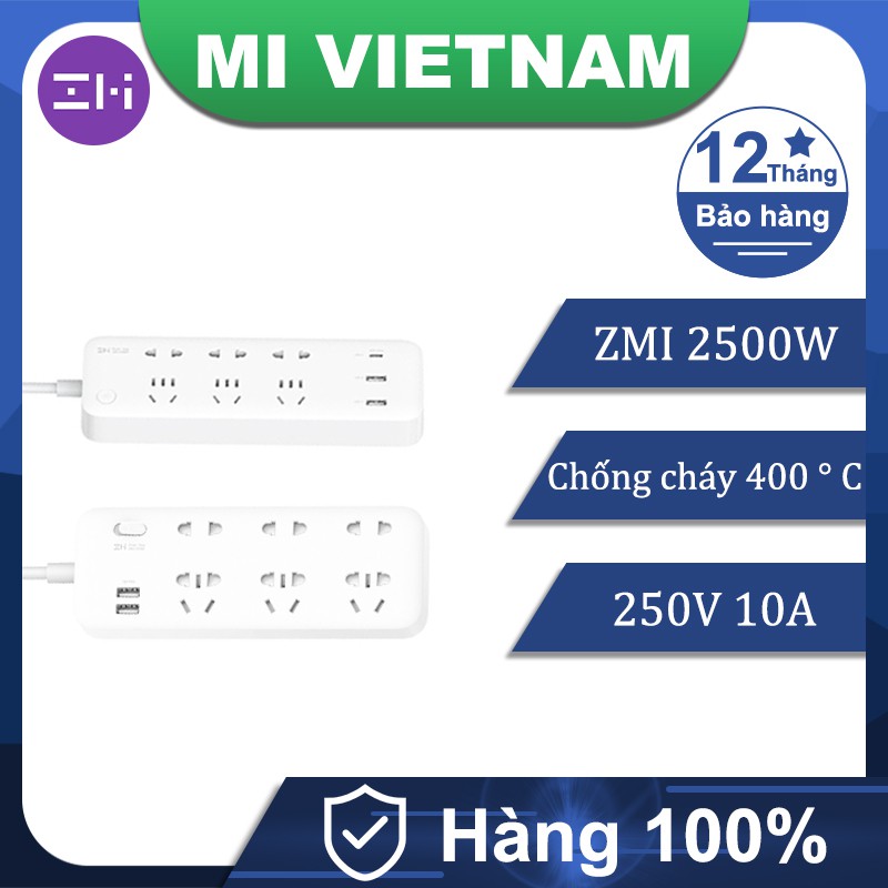 ZMI Ổ cắm điện 6 cổng 2 USB ZMI CX05 CXP01 65W tích hợp 2 cổng USB, 1 cổng Type C +1.5M C to C Cáp sạc nhanh