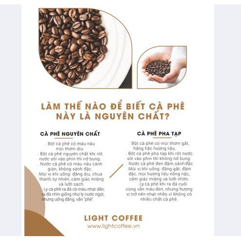 Cà phê hạt nguyên chất 100% - Hương vị mạnh mẽ 500gr - Light Coffee - Cà phê nội địa giá rẻ