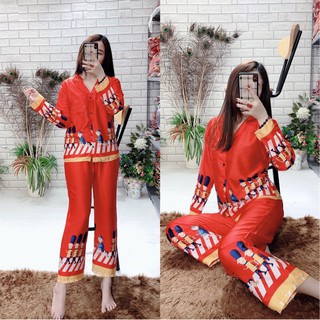 Bộ lụa satin lính tay dài( có túi quần) - Hàng nhập khẩu