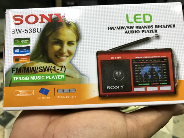 [Freeship toàn quốc từ 50k] Đài Radio Sony 7 Band SW-548 Đọc Usb, Thẻ nhớ, Đèn Led