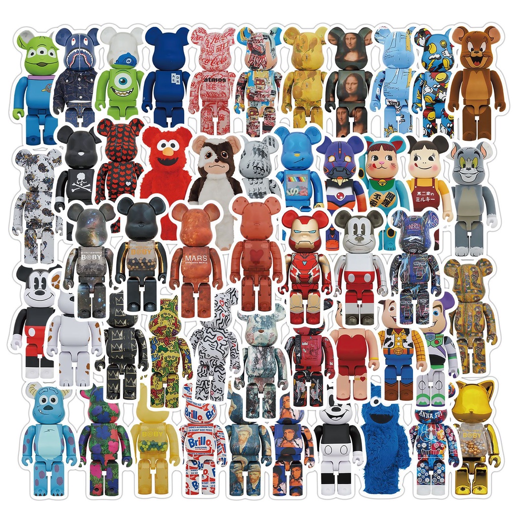 JOJO· Bộ Hình Dán Chống Thấm Bearbrick, 50 tờ/bộ