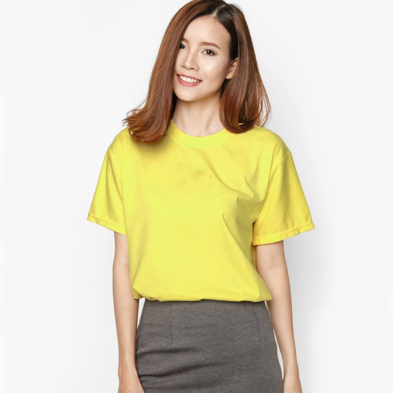 ÁO THUN TRƠN CỔ TRÒN MÀU VÀNG TAY NGẮN NAM NỮ ( CÓ CẢ SIZE EM BÉ ) AVT2-95