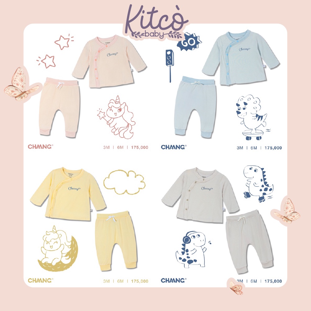CHAANG Bộ dài cúc chéo PONY&DINO