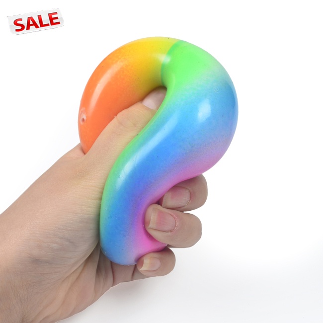 Tdg Soft  Rubber  Ball Rainbow Color Elastic Tension Rubber Ball Relieve Stress Rebound Vent Toy