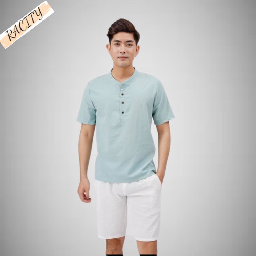 Áo Đũi Nam Cổ Tàu Ngắn Tay Đẹp Cao Cấp RACITY AD63 | BigBuy360 - bigbuy360.vn