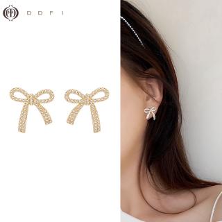 Khuyên tai nữ đính đá hình chiếc nơ màu bạc S925 phong cách Hàn Quốc mã sản phẩm F4D11