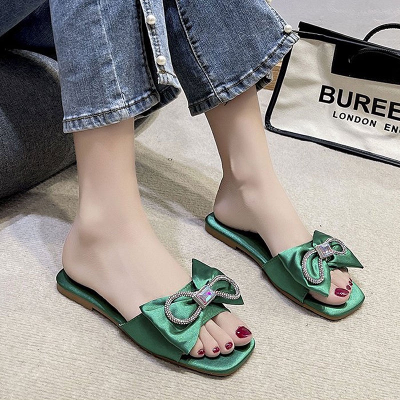 Dép Sandal Đế Thấp Đính Nơ Thời Trang Mùa Hè 2022 Cho Nữ