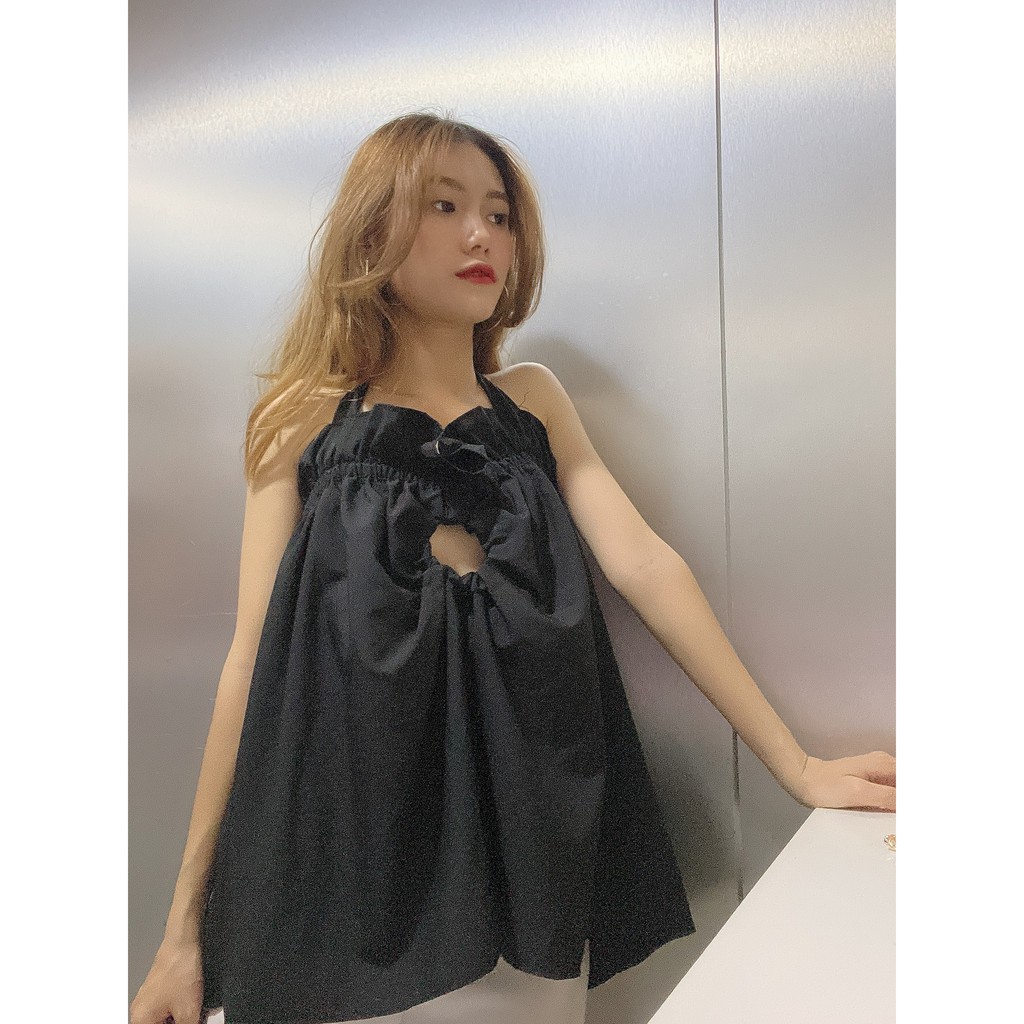 Áo Kiểu Khoen Tròn Phối Dây Cổ Mặc Trước Sau | BigBuy360 - bigbuy360.vn