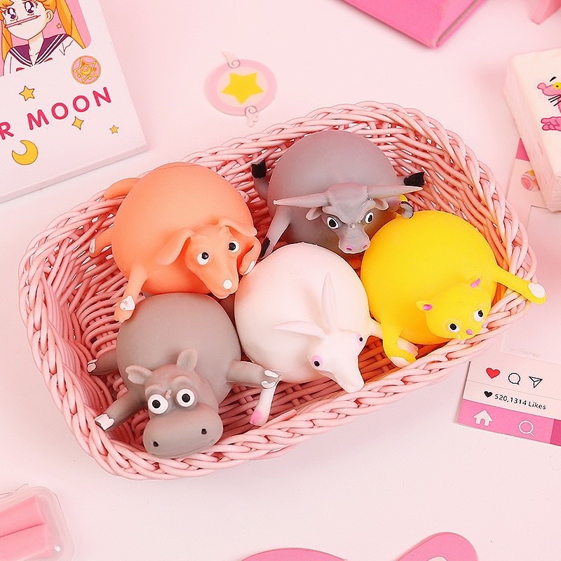 Squishy Thú Thổi Bong Bóng Cute Nhiều Mẫu, Đồ Chơi Giảm Stress