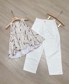 Set yếm mix quần đũi trắng
