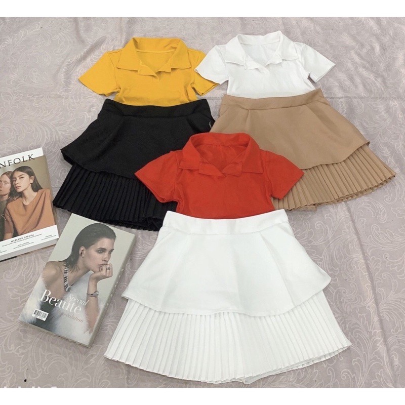 Áo croptop ôm body cổ bẻ trơn cực xinh , chát thun bozip mềm mịn