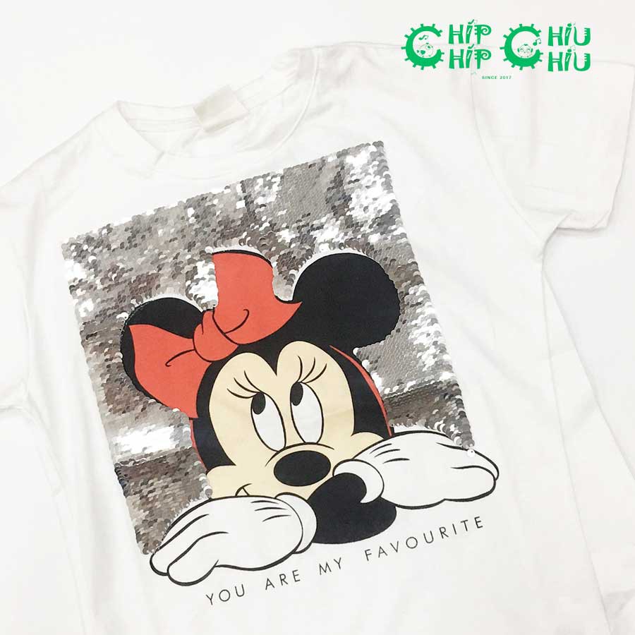 Áo thun bé gái Mickey &amp; Donal đính kim sa