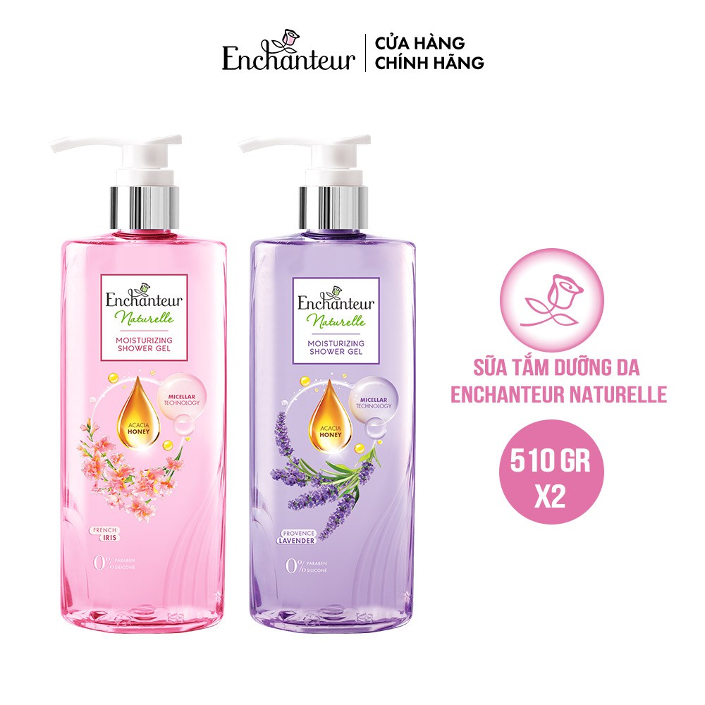 Combo Sữa tắm dưỡng da Enchanteur Naturelle hương hoa Lavender và Iris 510gr/Chai | BigBuy360 - bigbuy360.vn