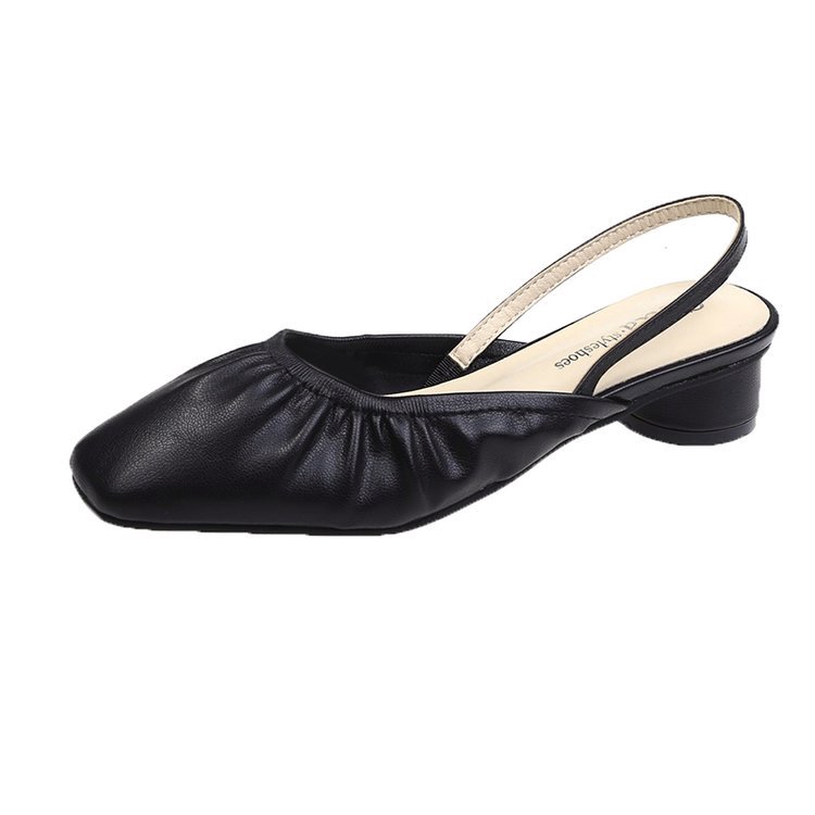 Giày sandal đế thấp mũi vuông phong cách thời trang thanh lịch cho nữ
