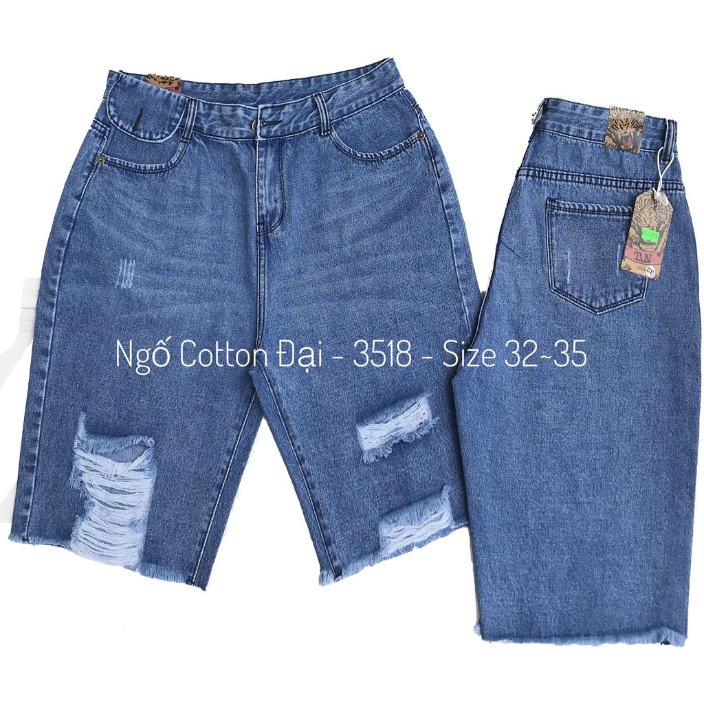 Quần jean ngố / lửng BIG SIZE lưng cao,túi nắp, phom RỘNG đẹp thời trang Molijean hot trend dành cho người béo 3519