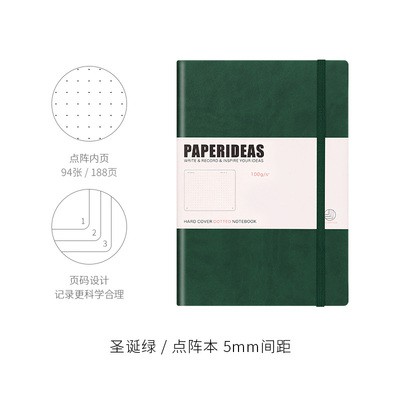 Sổ Bullet Journal PAPER IDEAS - Khổ A5 - Bìa cứng - Màu xanh lá đậm (Green)