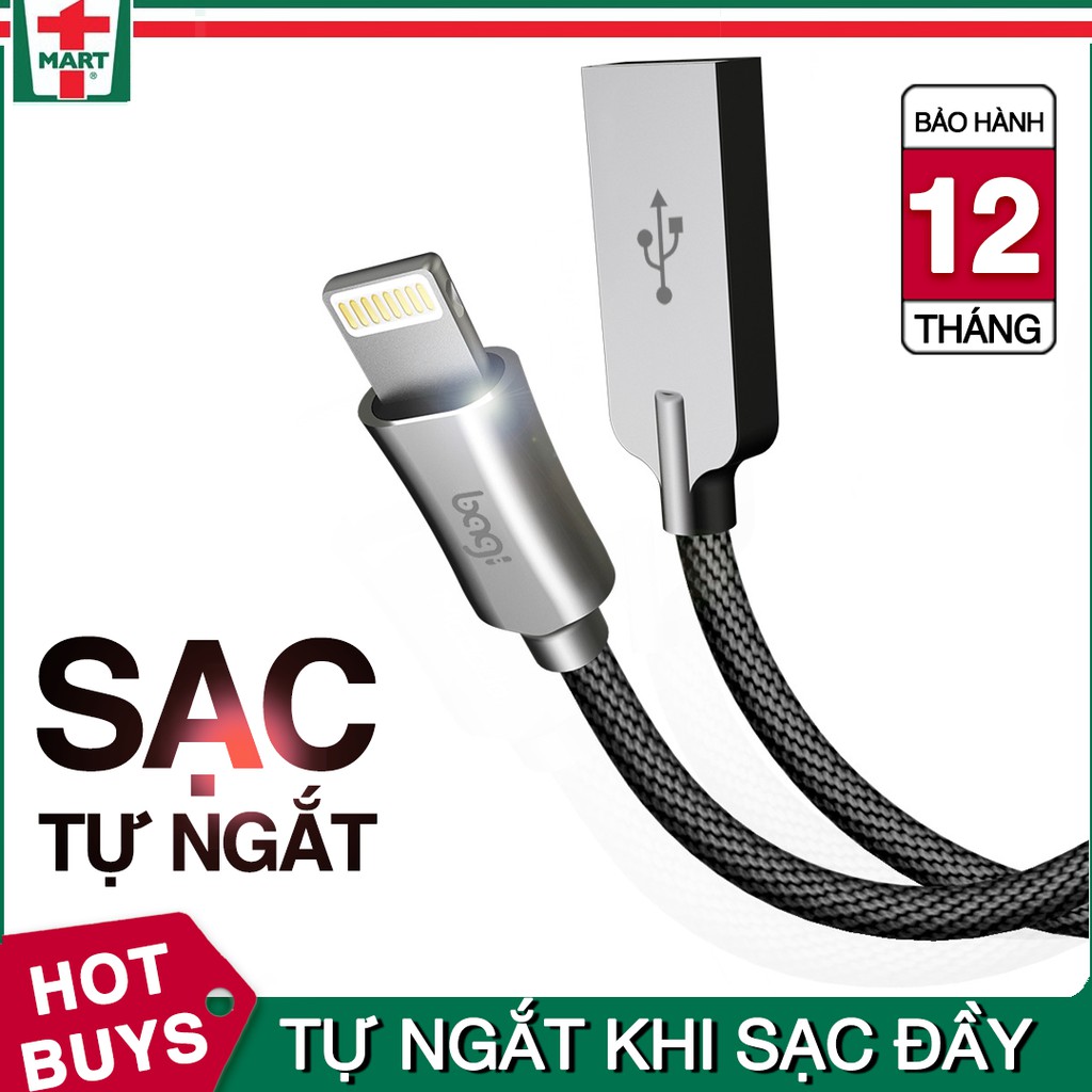 [1.5m] Sạc tự ngắt cho iPhone chính hãng Bagi IL150 dài 1.5m