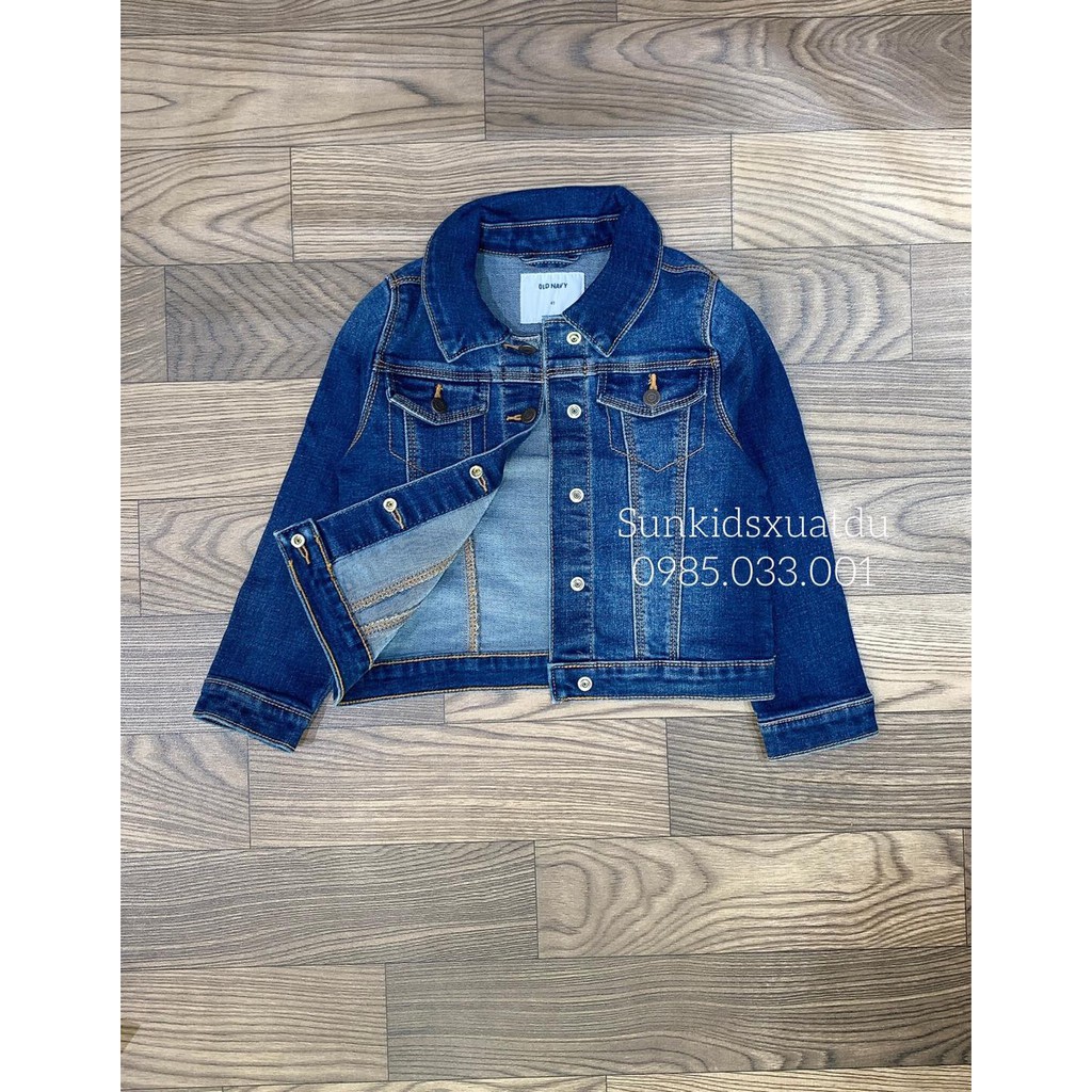 Áo khoác Jean O.ld na.vy túi giả cúc bấm