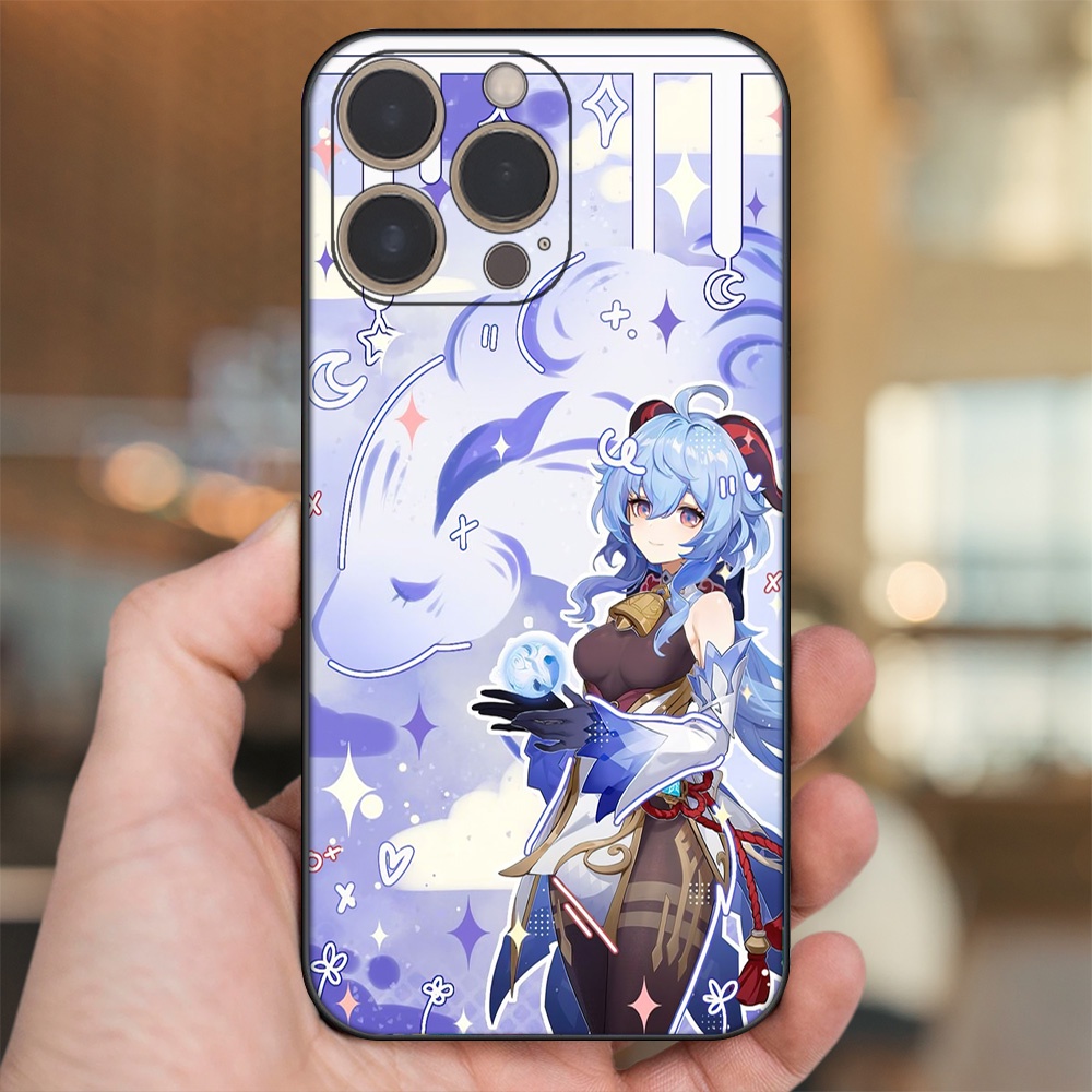 Ốp lưng iPhone 13 Pro dẻo đen cạnh vuông in hình Ganyu Genshin Impact