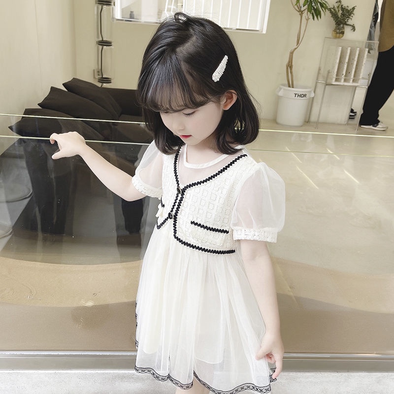 Đầm Công Chúa Mùa Hè Phối Lưới Xinh Xắn Phong Cách Mới Cho Bé Gái