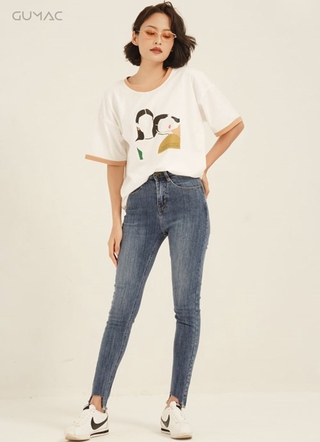 Quần jeans skinny cắt lai QJA884 GUMAC
