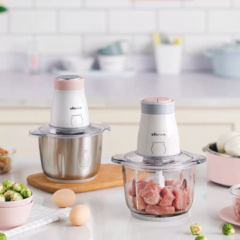 Máy xay thịt, xay rau củ quả Bear, dung tích 2L cối thuỷ tinh cao cấp chính hãng - Bảo hành 1 năm