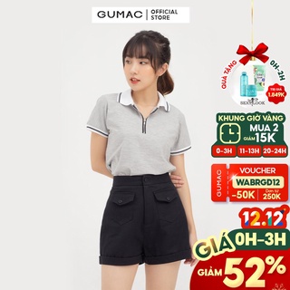 Áo thun polo nữ phối dây kéo GUMAC năng động cá tính ATB705