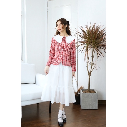 Áo Dạ Tweed Phối Cổ Trắng | BigBuy360 - bigbuy360.vn