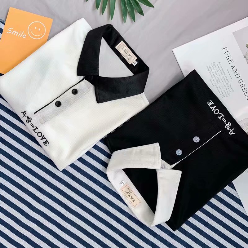 Áo thun polo tay nam lửng dáng rộng cá tính trẻ trung cho nữ phong cách Hàn Quốc áo phông Áo Mùa Hè nam fashion bigsize unisex t shirt