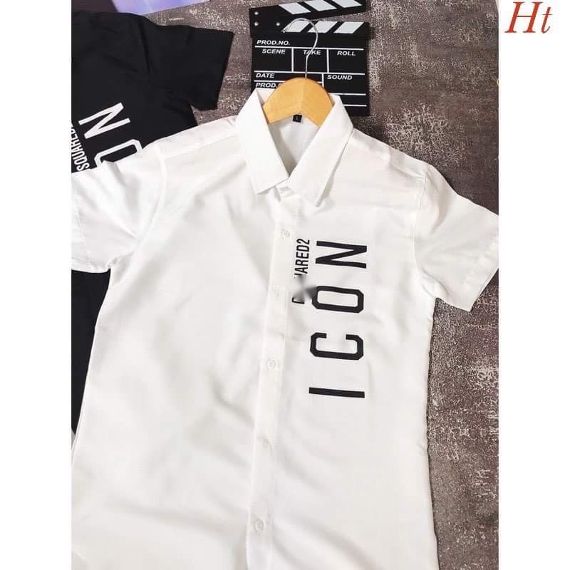 Áo sơ mi chữ icon ngắn tay  HT12