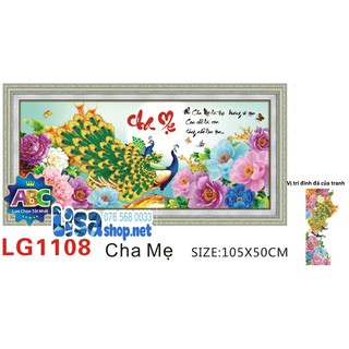 Tranh đính đá cha mẹ 105x50cm chưa đính lg1108