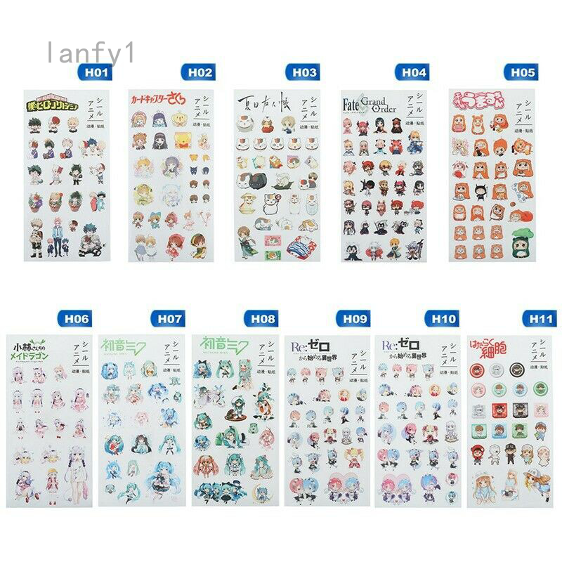 Lanfy1 Sticker trang trí chống nước họa tiết nhân vật hoạt hình My Hero Academia
