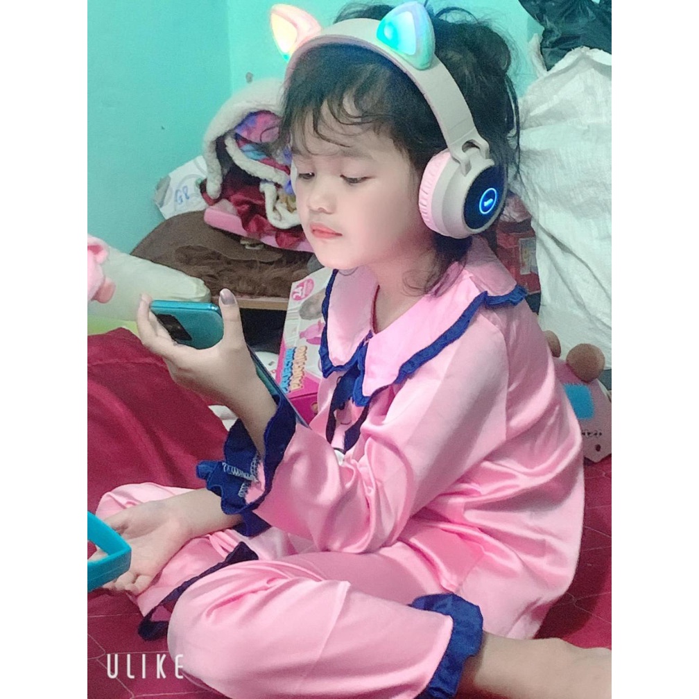 [6kg -18kg ] [ Mã Độc Quyền ] Bộ Mặc Nhà Lụa dài tay cao cấp -  Pijama Lụa 3D Cao Cấp Cho Bé