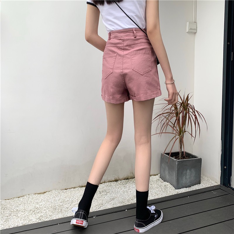 Quần ngắn Xiaozhainv cạp cao ống rộng phong cách Hàn Quốc | BigBuy360 - bigbuy360.vn
