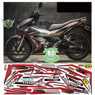 Tem rời dán xe winner X chỉ đỏ đen nhám