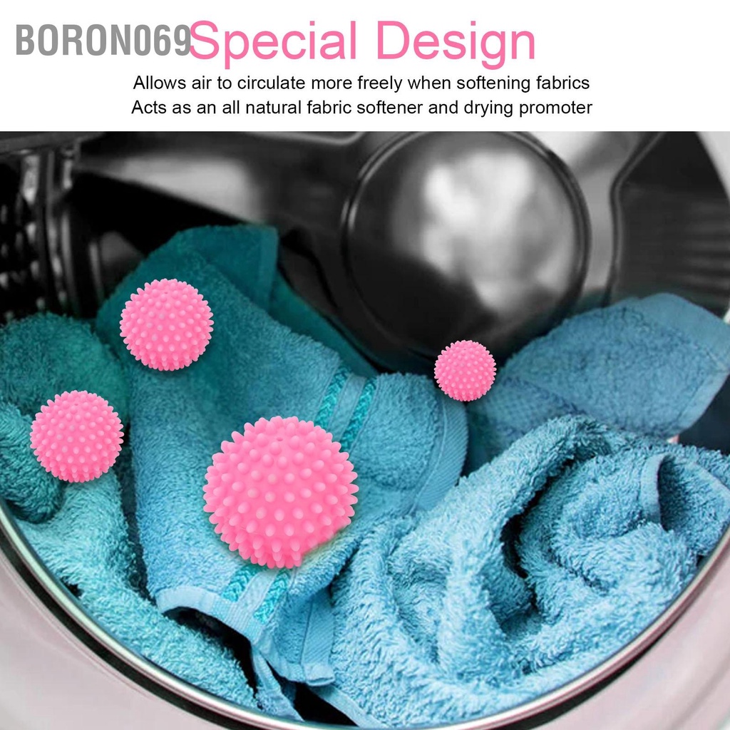 Boron069 Bóng giặt có thể tái sử dụng Ngăn ngừa vết bẩn rối loại bỏ PVC Làm mềm bóng cho máy 8 cái