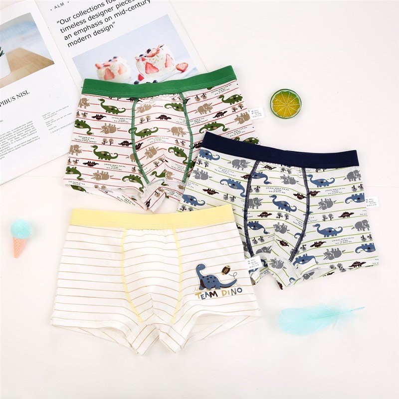 Set 3 Quần Lót Trẻ Em Dạng Đùi Boxer - Mẫu Khủng Long TangMeng