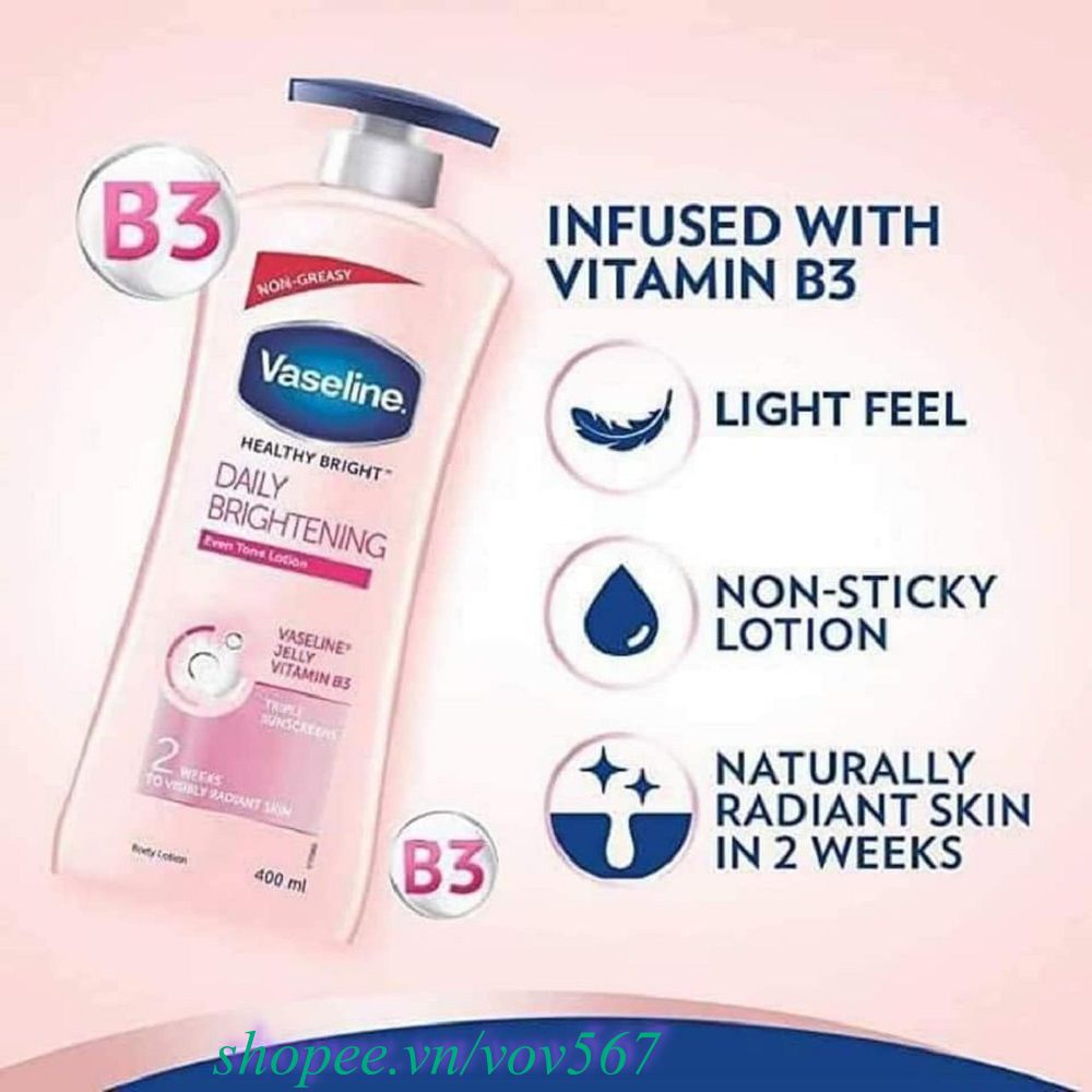 Sữa Dưỡng Thể 725Ml Vaseline Làm Trắng, Sáng Và Mịn Da Healthy Bright, vov567 100% Là Hàng Chính Hãng.