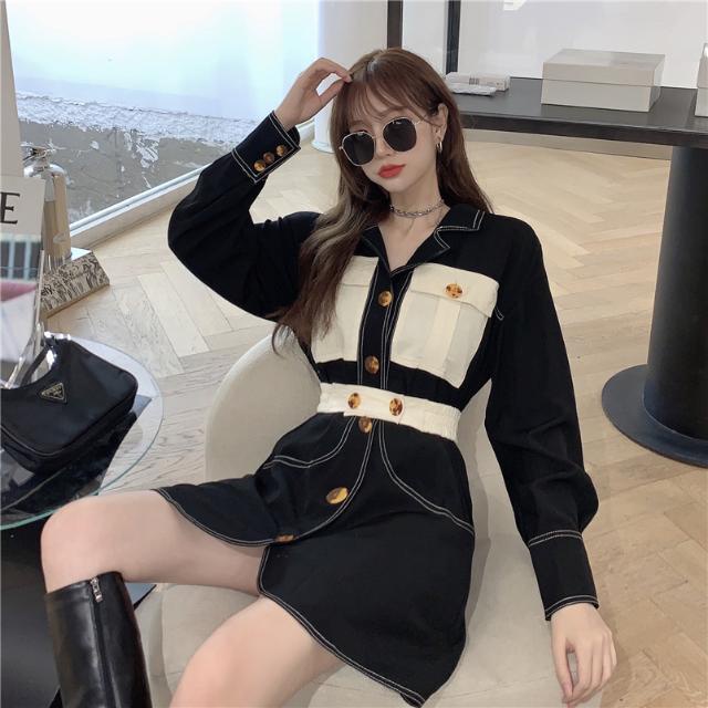 Đầm Đen Tay Dài Chiết Eo Thời Trang Mùa Đông 2020 Cho Nữ 15 Ngày